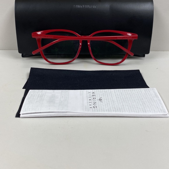 Saint Laurent Red Oversized Logo Frames High End Non Scratch Lenses Eyeglasses - Picture 14 of 14